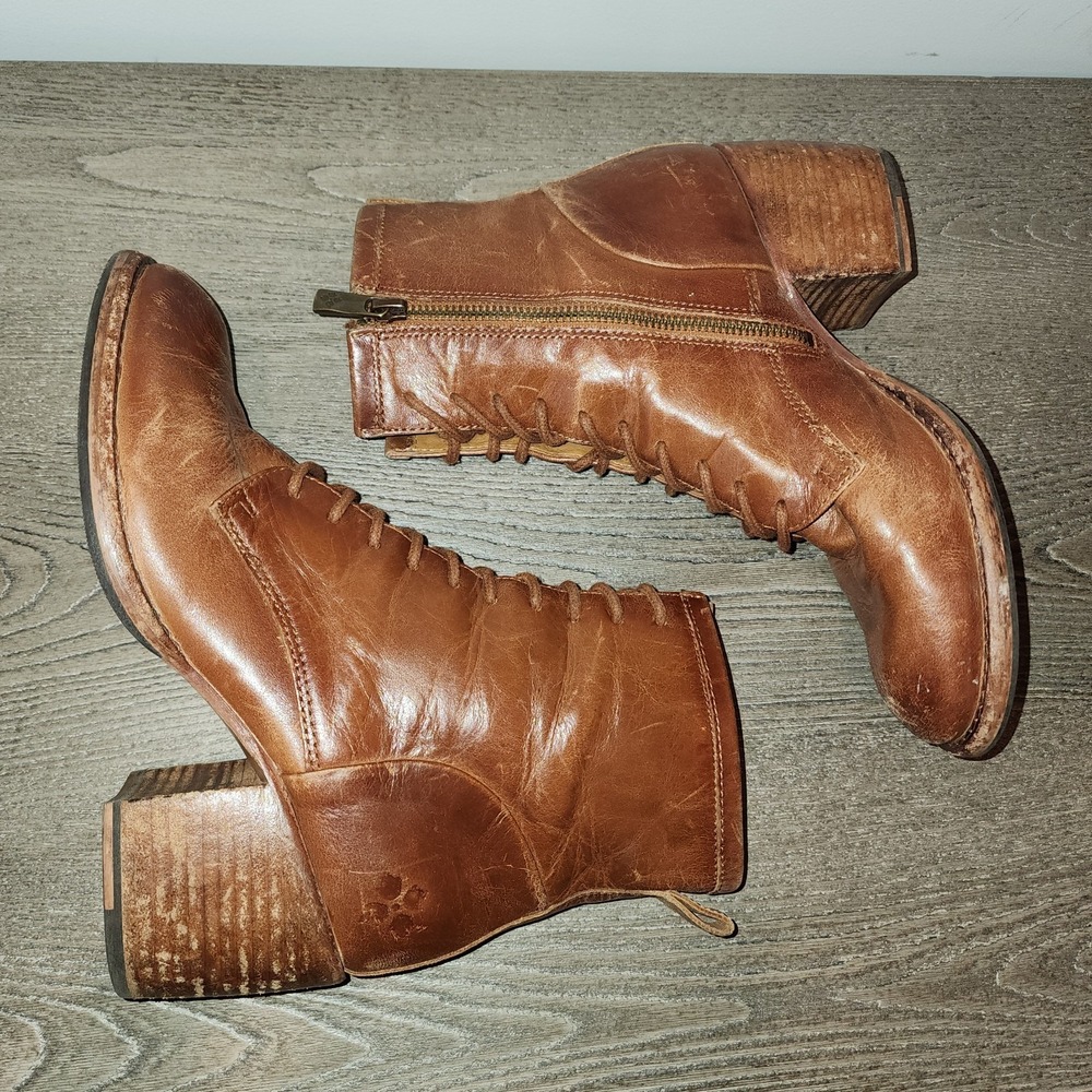 Patricia Nash Sicily Tan Leather Lace Up Ankle Boots 7.5 Boho Whimsigoth Prairie - Picture 9 of 16